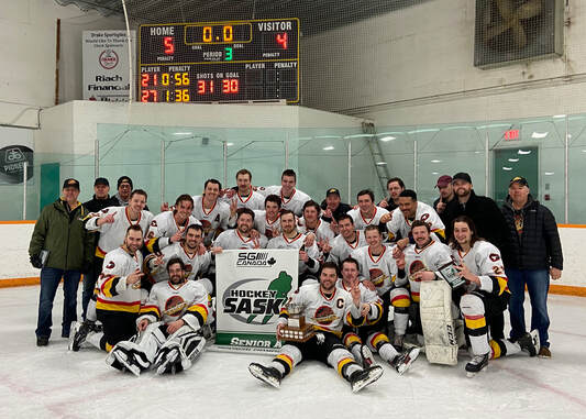 Team photo of Canucks Hockey team (local men's league)