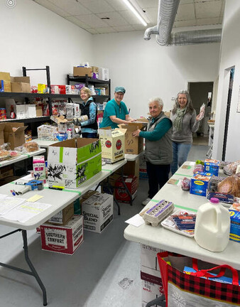 Volunteers working at the Food Bank.