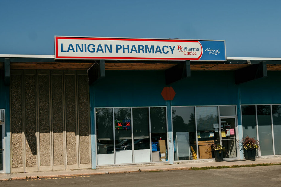 Exterior of Lanigan Pharmancy location.