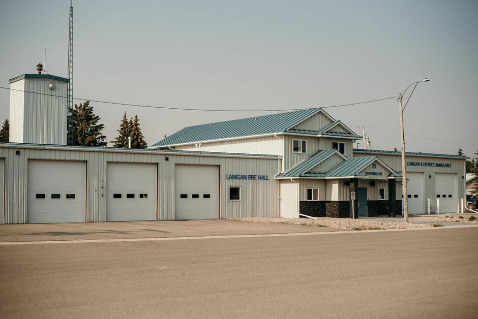 Exterior of Lanigan Fire Department building. 