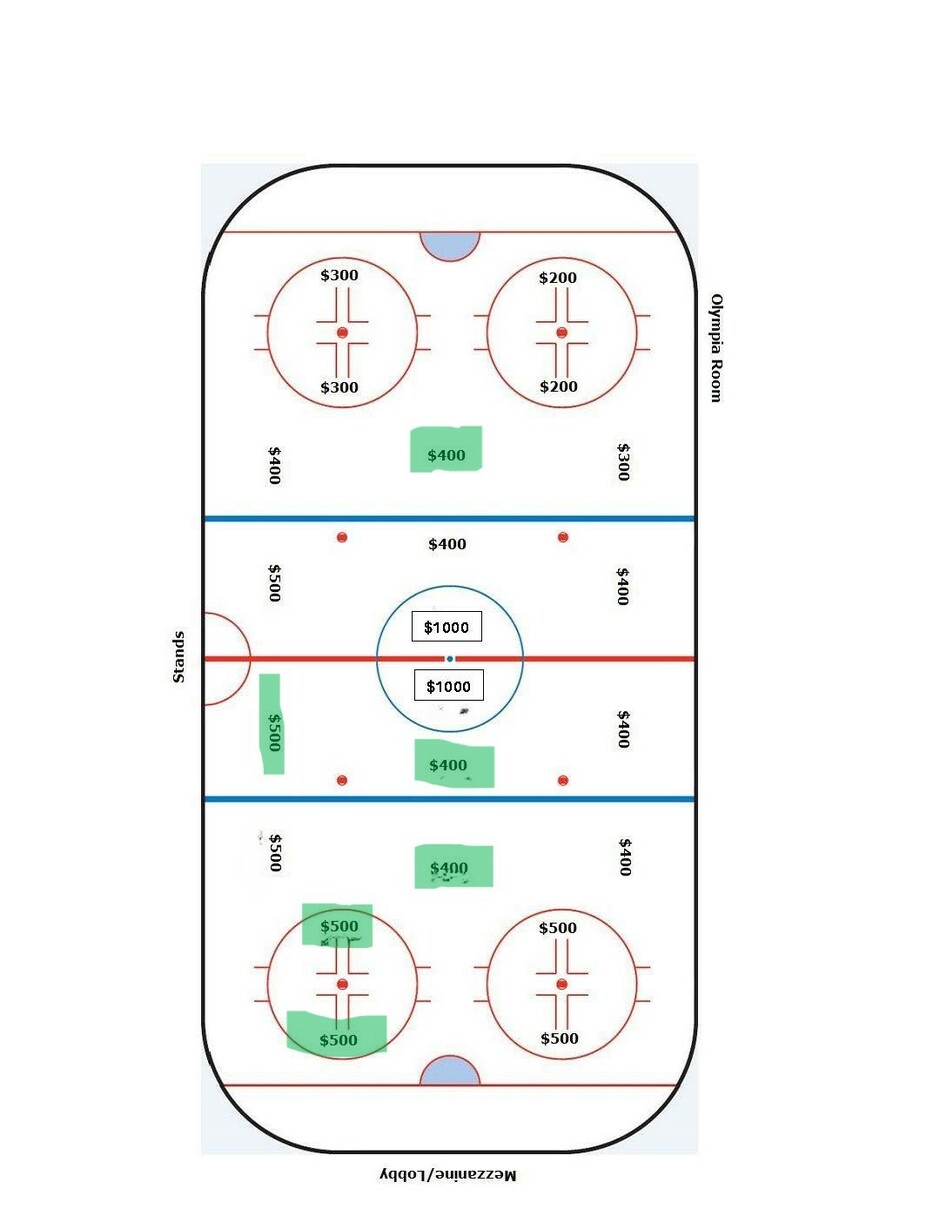 Map of arena to demonstrate in-ice advertisement options.